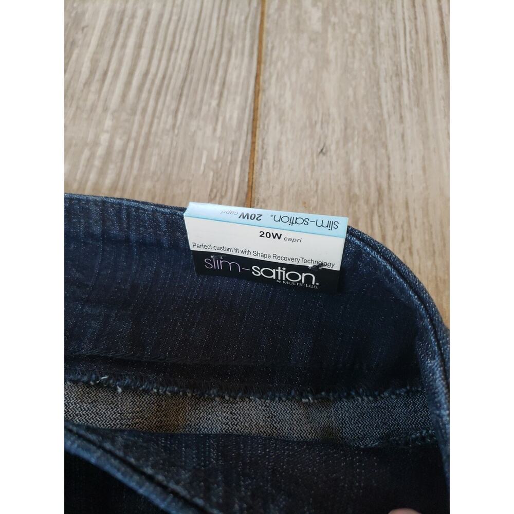 Slim Sation 20 W Tummy Control Pants Wide Band Crop Blue Tummy Control Jeans - Picture 4 of 9